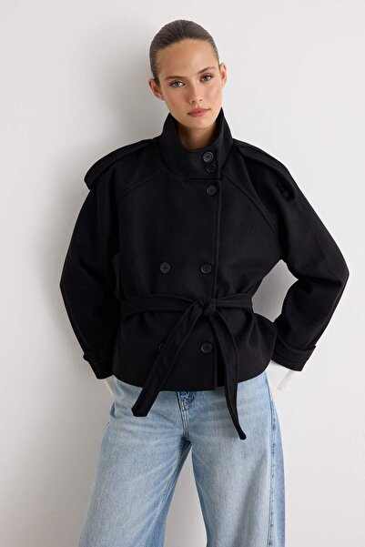 Trendyol Collection Black Oversize Coat Twoaw27Kb00033