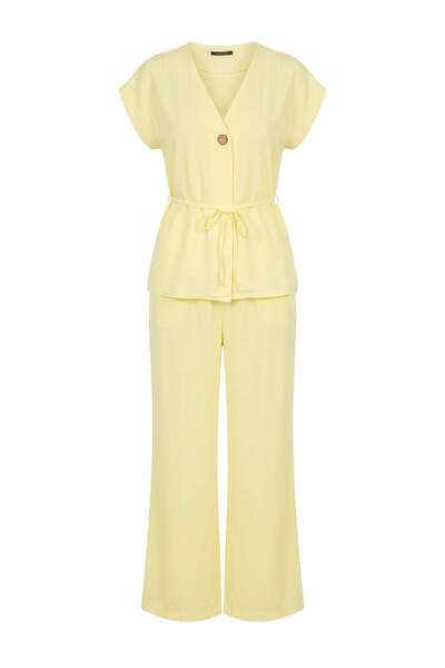 Drop by TrendyolMilla Yellow Drawstring Waist Blouse Elastic Waist Comfortabl...