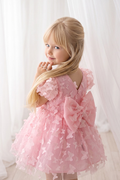 ALYRA Βρεφικό φόρεμα για κορίτσια με κοντό μανίκι φιόγκο Γενέθλια πάρτι γάμου...