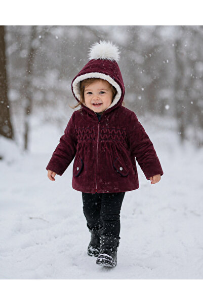Babyhola 2.5 Tog Kız Bebek Çocuk Kadife Kaban Mont Parka 12569