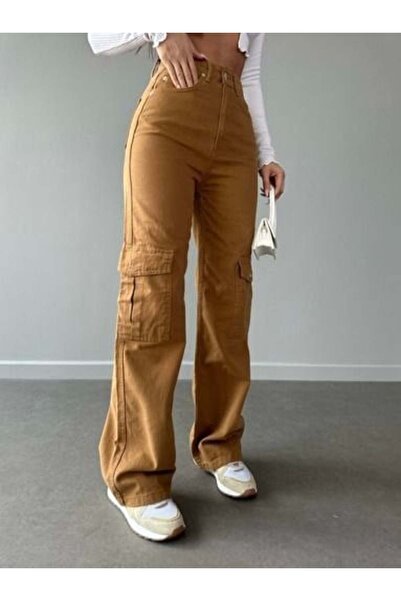 HerTon High Waist Cargo Jean Pants with Side Pockets