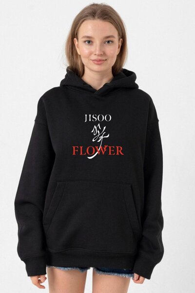 Tshirthane هودي نسائي أسود من Jisoo Flower 3ip