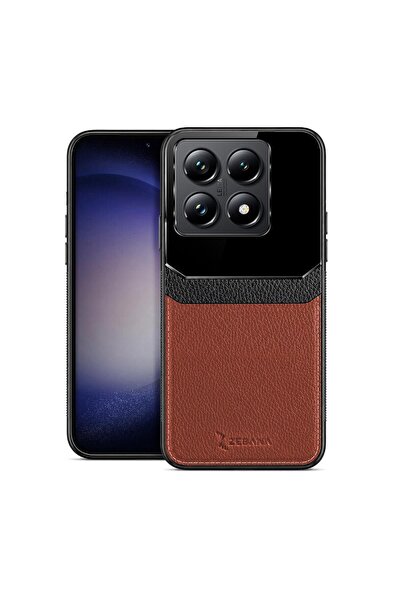 Zebana Xiaomi Mi 14T Pro Uyumlu Kılıf Zebana Lens Deri Kılıf Kahverengi