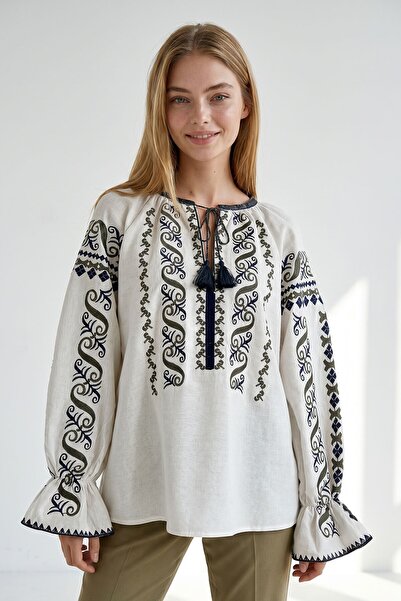 bacc Ecru Embroidered Blouse