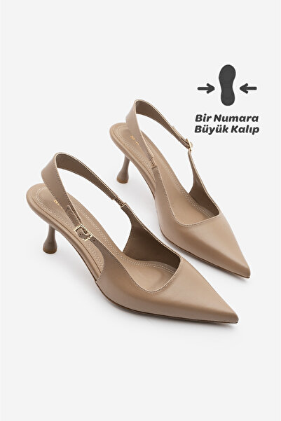 Marjin Γυναικεία παπούτσια στιλέτο με μυτερή μύτη και χοντρό λουράκι, κοντά κ...