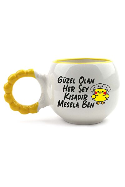 PALTO TASARIM I Don'T Lose My Character Handmade Cream Glossy Puff Mug - Hand...