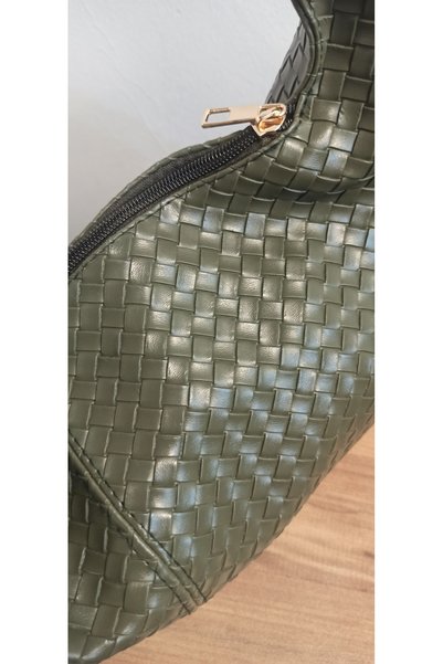 MATRUŞKA DERİ SANAT TASARIM Large Size Arm Bag with Knitted Pattern