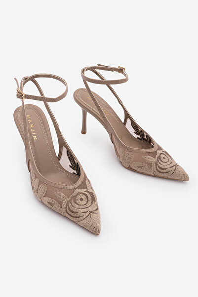 Marjin Γυναικεία παπούτσια στιλέτο με δαντέλα και κέντημα, κλασικά παπούτσια ...