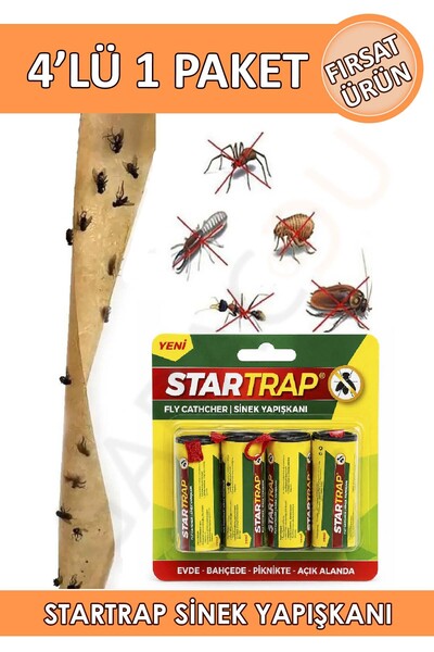 garaccu Sinek Bandı Yapışkanı 4 lü 1 Paket - Yapışkanlı Karasinek Tuzağı