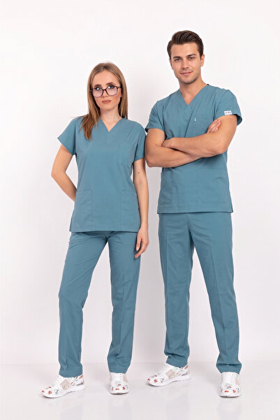 Nur Medikal Giyim Unisex Γυναικεία Ανδρικά Cool Oil Blue Lycra Doctor Nurse H...