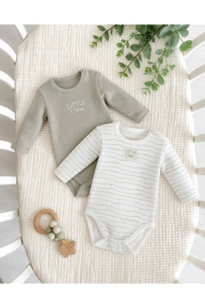 Mou&Kou Little One 2-Piece Baby Bodysuit Set 100% Cotton Long Sleeve - Newbor...