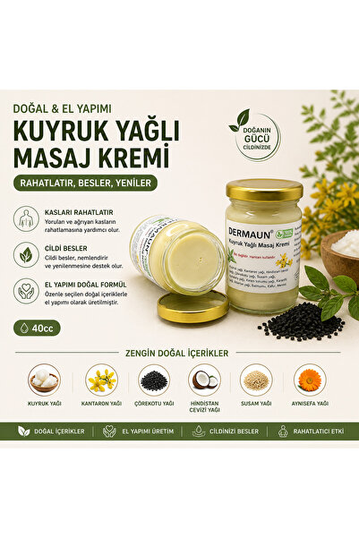DOĞAL KUYRUK YAĞLI MASAJ KREMİ 105 ml - KAS, EKLEM, BEL VE BOYUN İÇİN DOĞAL İÇERİKLİ BAKIM