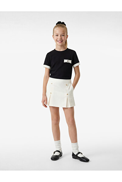 Koton Crew Neck Short Sleeve Buttoned Cotton T-Shirt