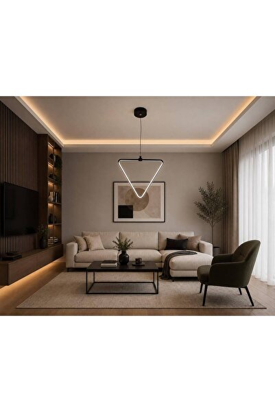 OSC HOME AYDINLATMA TASARIM SİYAH BOYA ÜÇGEN TEKLİ LED AVİZE