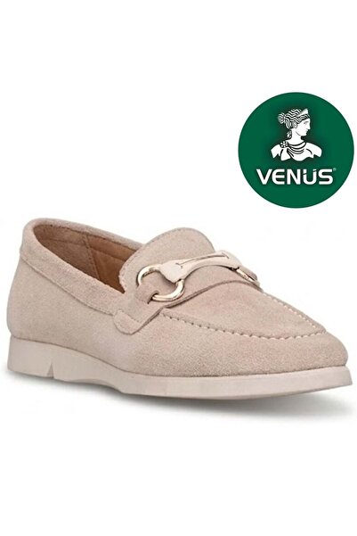 Venüs Mirilens Genuine Leather Orthopedic Oxford Women's Classic Shoes Beige