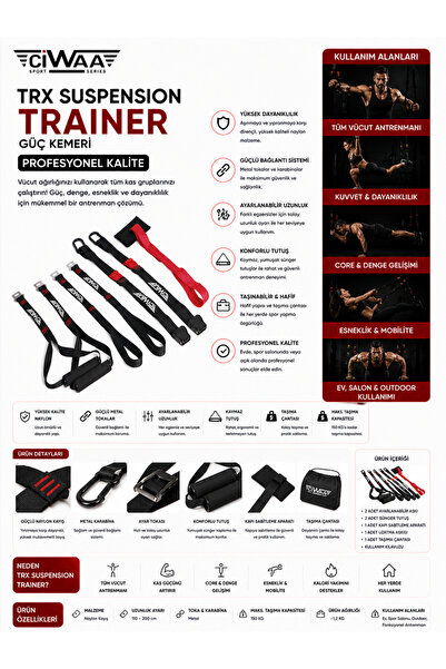 CIWAA Cwa-2313 TRX Suspension Trainer Asılma Egzersiz Seti