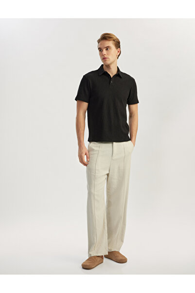 Koton Short Sleeve Cotton Blend Black Men's T-Shirt 5Sam10001Mk