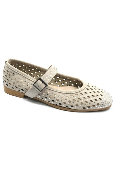 Kids Club Shoes İremsu Дамски перфорирани балеринки с коланче и каменни детай...