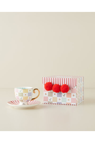 English Home Bright Ophelia New Bone China 4 Parça 2 Kişilik Kahve Fincan Tak...
