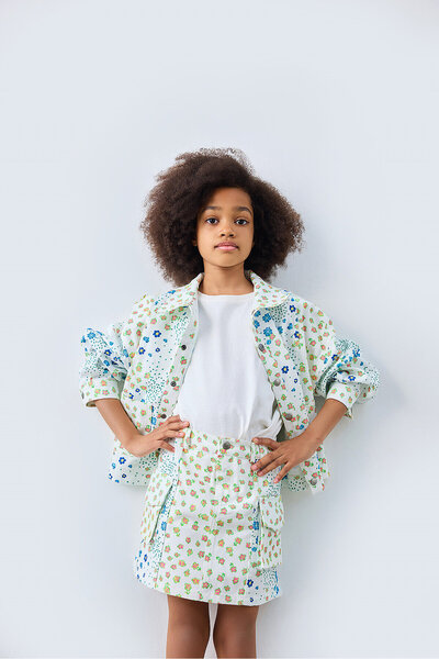 Marvy Little Bloom Gabardine Skirt