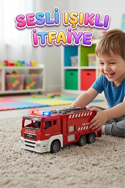 Tıfıl Toys 1:32 Ölçek Işıklı Sesli Eğlenceli Oyuncak İtfaiye Arabası