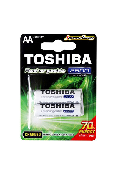 Toshiba Set 2 Baterii Acumulatori AA Reincarcabile, 2600 mAh, Ready To Use, P...