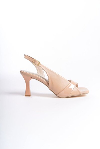 Generic Brand Women's Nude Patent Leather Detailed Heeled Sandals Tr13My01D