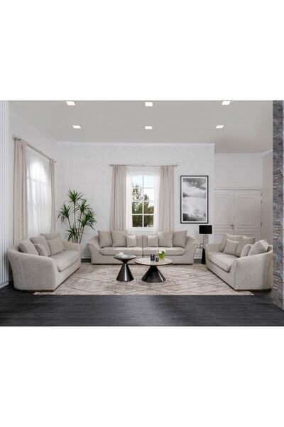 Midas Furniture Chenille Sofa Set 3 Pcs Grey