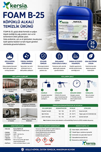 Antigerm Kersia FOAM B-25 (Köpüklü Alkali Temizlik Ürünü) 25 kg
