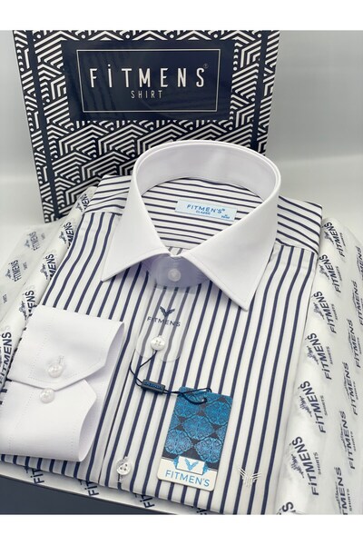 Fitmens Classic Long Sleeve Pocketless Collar Cuff White Gift Boxed Men's Shi...