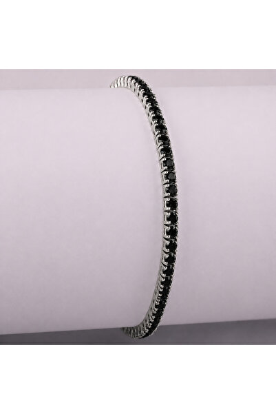 Yantra Silver 925 Ayar Gümüş Su Yolu Bileklik 2 mm Taşlı Işıltılı Şık Kadın B...