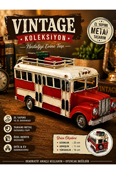 KOLAYEV Vintage Metal Otobüs Dekoratif Obje – El Yapımı Eskitme Tasarım Masa ...