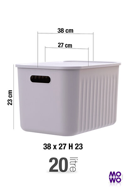 Mowo Home BigBox 20 Lt 4'lü Gri Dolap Düzenleyici Kapaklı Saklama Kutusu Sepet Organizer Oyuncak kutusu