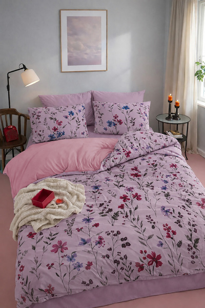 Bellahomeart Bahar Çift Kişilik Lastikli Çarşaflı Pamuklu Nevresim Takımı | T...