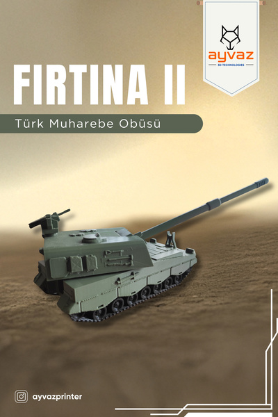 FIRTINA II 1/35 Ölçek, 10x21,4x10 cm Boyutlu, Hareketli Palet Sistemi Olan Obüs Maketi