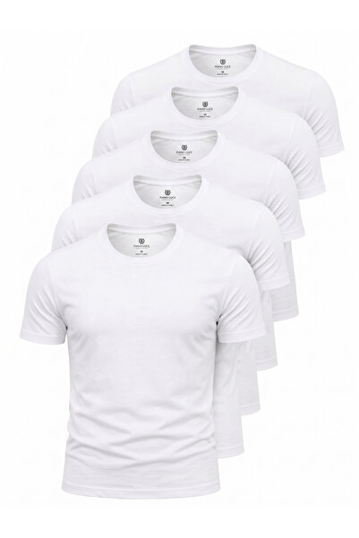 Piano Luce Men's 5-Pack T-Shirt – Short Sleeve Crew Neck Regular Fit – White
