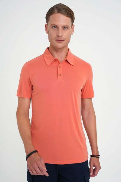Efor Erkek Comfort Fit Modal Karışım Kısa Kol Casual Turuncu Polo Yaka Tişört...