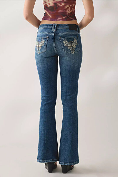 Messy Girls Vintage Kadın Y2K Özel Tasarım Flare Jeans