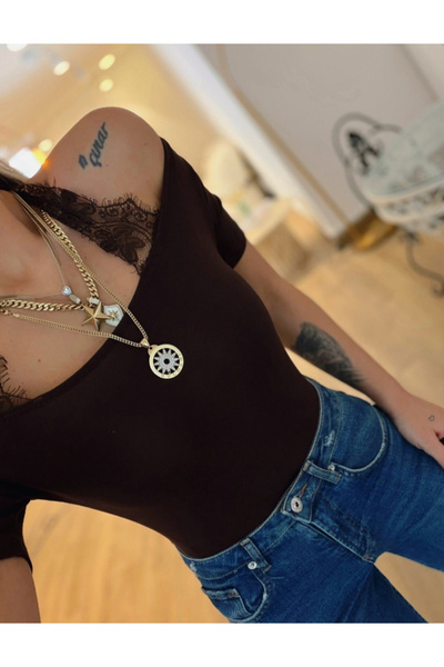 Perry Boutique Bluză de damă cu decolteu tip halter și detalii din dantelă