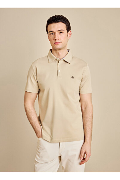 BROOKS BROTHERS Bej Erkek Standart Logo Baskılı T-Shirt BBSS26MTS011