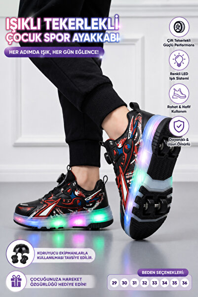 Prosheck UNISEX Çocuk Patenli ve Işıklı,Rahat Spor Ayakkabı -Sneaker/Çıkarıla...