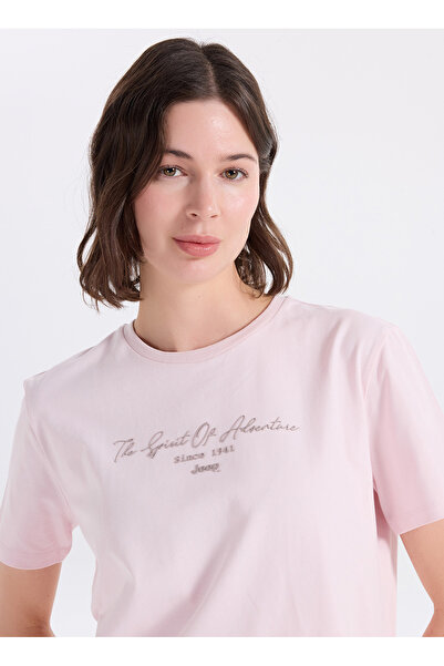 JEEP Pembe Kadın Relaxed Baskılı T-Shirt J6SL-TST7177