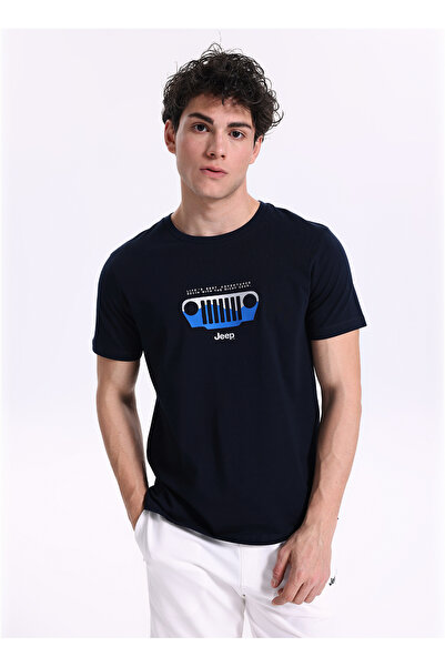 JEEP Lacivert Erkek Relaxed Baskılı T-Shirt J6SM-TST7482
