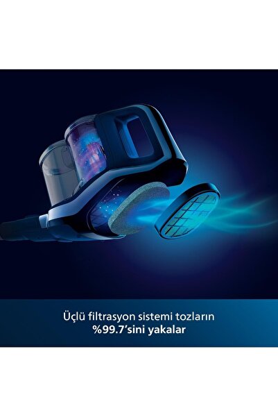 Philips Evrekala Shop Kablosuz Dikey Süpürge Philips 3'lü Filtreleme SpeedPro...