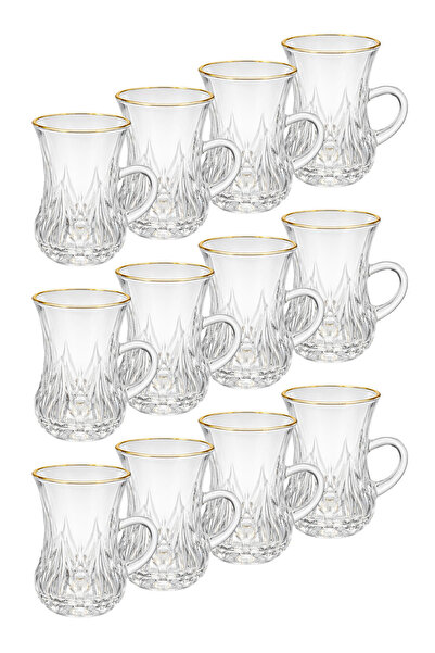 ALQANNAS Luxury crystal tea set with gold lettering, 12 pieces