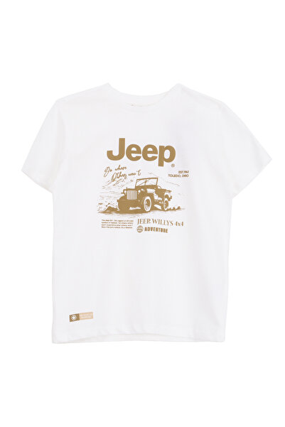 JEEP Ekru Erkek Çocuk Baskılı T-Shirt J6SB-TST7690