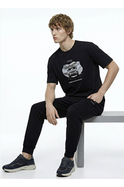JEEP Siyah Erkek Relaxed Baskılı T-Shirt J6SM-TST7317