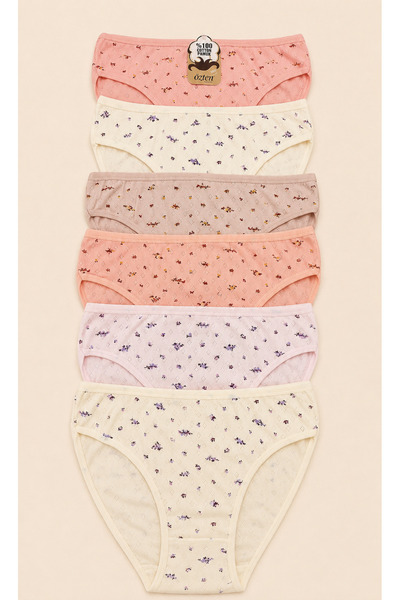 Özten Pachet de 6 chiloți de bikini jacquard cu modele florale, bumbac 100% b...