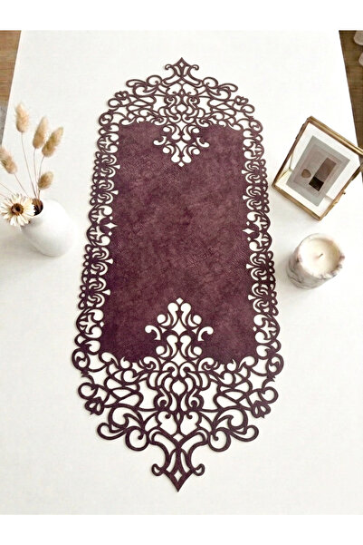 Ergüven Home Runner din țesătură din piele intoarsa culoare prune 40x100 cm l...