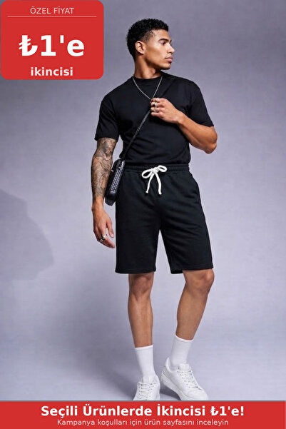 COMBİNE MİCHAİL Erkek Comfort Fit Diz Üstü Siyah Şort